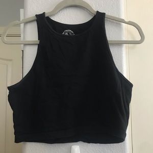 Black cropped halter top